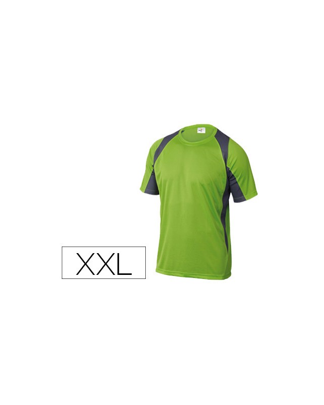 Camiseta deltaplus poliester manga corta cuello redondo tratamiento secado rapido color verde-gris talla xxl
