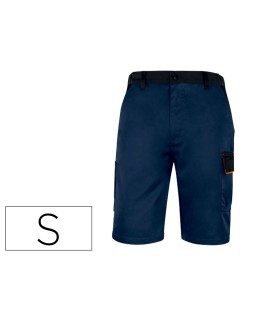 Pantalon de trabajo deltaplus bermuda cintura ajustable 5 bolsillos color azul naranjatalla s