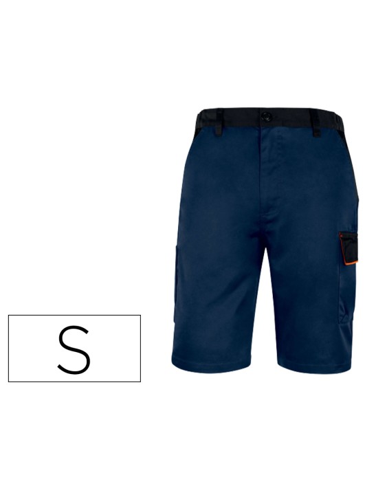 Pantalon de trabajo deltaplus bermuda cintura ajustable 5 bolsillos color azul naranjatalla s