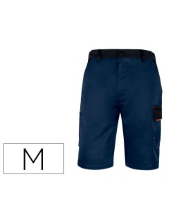 Pantalon de trabajo deltaplus bermuda cintura ajustable 5 bolsillos color azul naranjatalla m
