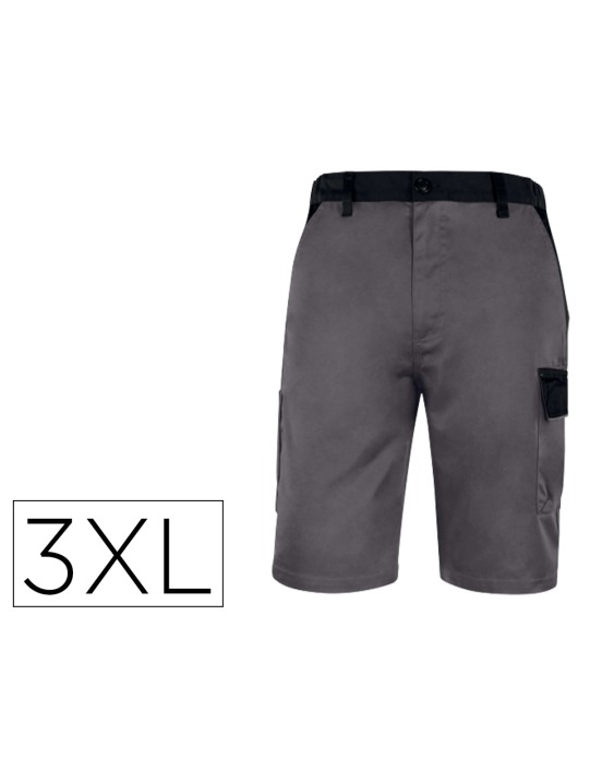 Pantalon de trabajo deltaplus bermuda cintura ajustable 5 bolsillos color gris talla 3xl