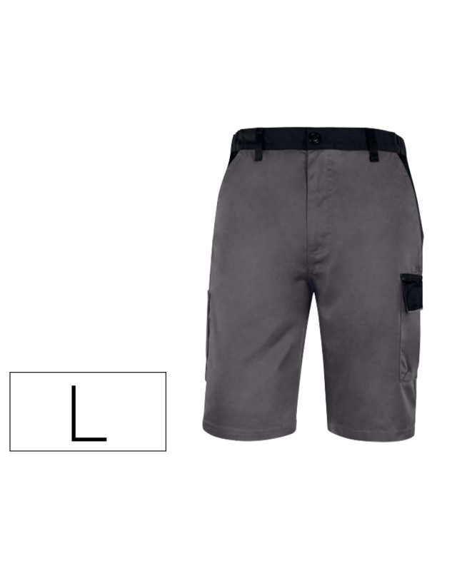 Pantalon de trabajo deltaplus bermuda cintura ajustable 5 bolsillos color gris talla l