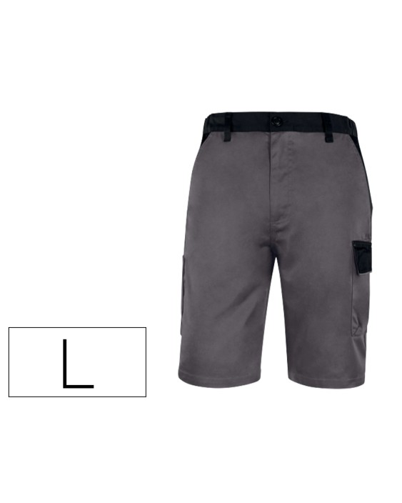 Pantalon de trabajo deltaplus bermuda cintura ajustable 5 bolsillos color gris talla l