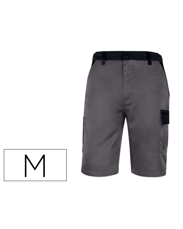 Pantalon de trabajo deltaplus bermuda cintura ajustable 5 bolsillos color gris talla m