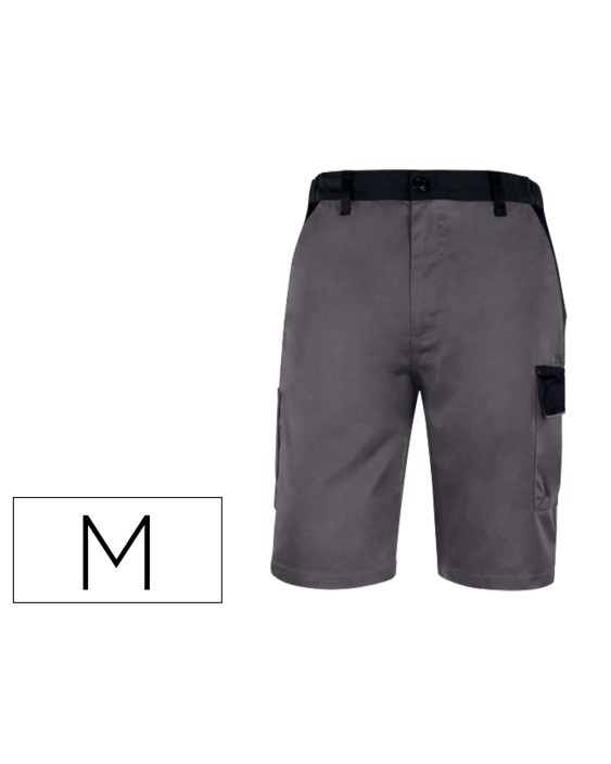 Pantalon de trabajo deltaplus bermuda cintura ajustable 5 bolsillos color gris talla m
