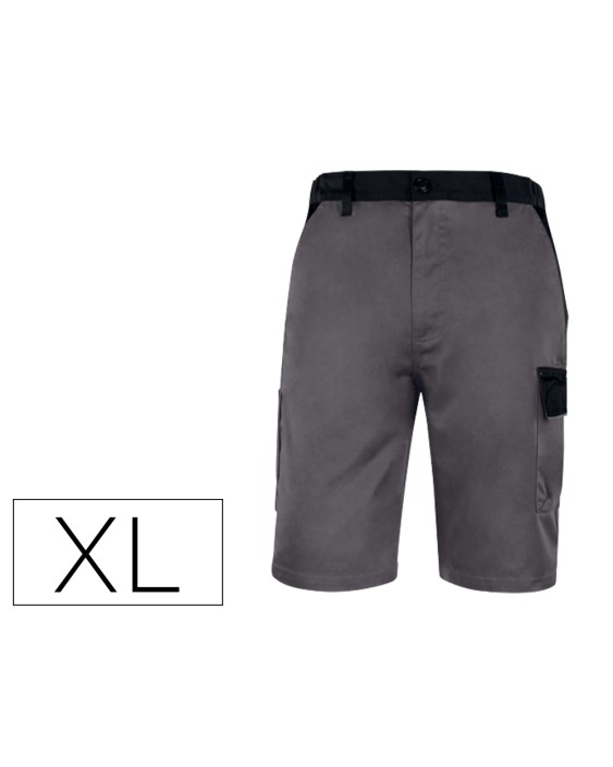 Pantalon de trabajo deltaplus bermuda cintura ajustable 5 bolsillos color gris talla xl