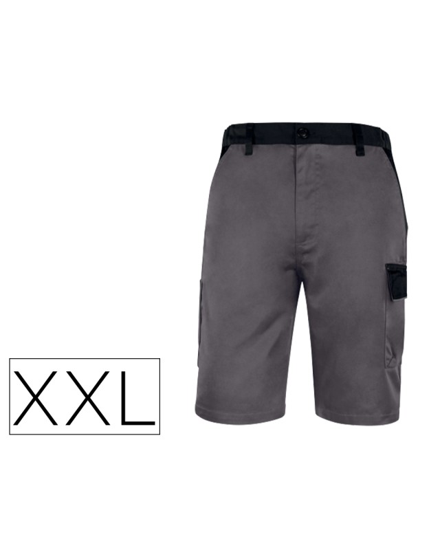 Pantalon de trabajo deltaplus bermuda cintura ajustable 5 bolsillo color gris talla xxl