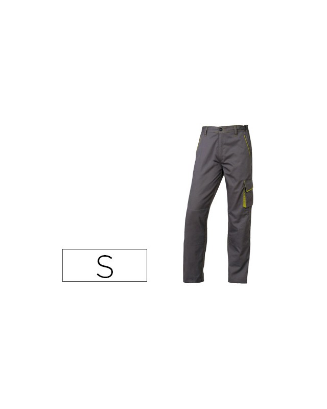 Pantalon de trabajo deltaplus cintura ajustable 5 bolsillos color gris verde talla s