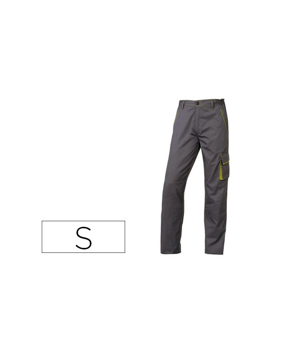 Pantalon de trabajo deltaplus cintura ajustable 5 bolsillos color gris verde talla s
