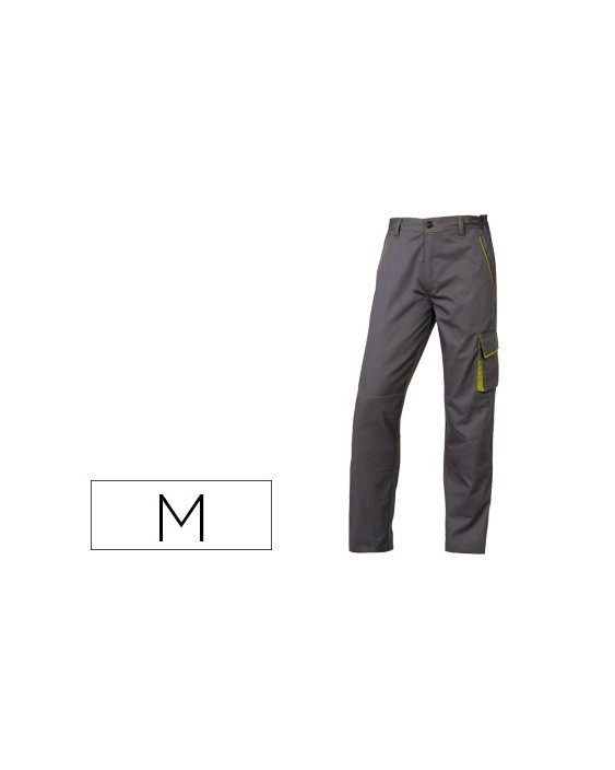 Pantalon de trabajo deltaplus cintura ajustable 5 bolsillos color gris verde talla m
