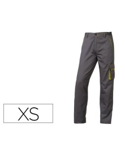 Pantalon de trabajo deltaplus cintura ajustable 5 bolsillos color gris verde talla xs