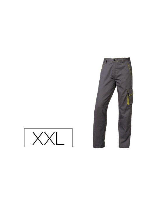 Pantalon de trabajo deltaplus cintura ajustable 5 bolsillos color gris verde talla xxl