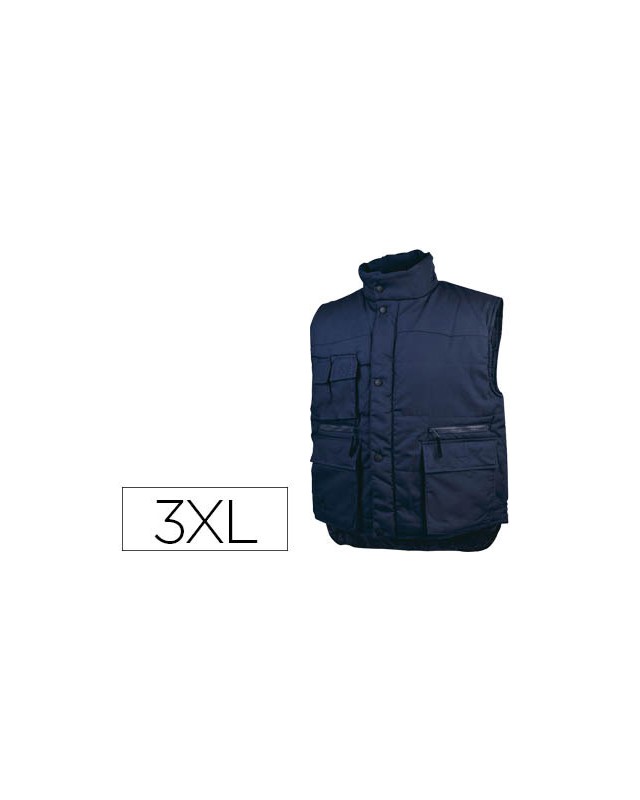 Chaleco deltaplus multibolsillos con cremallera cintura elastica color azul naranja talla 3xl