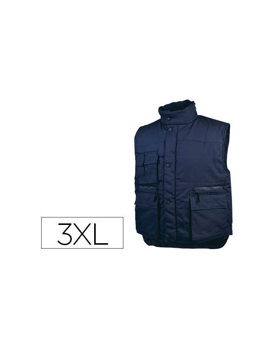Chaleco deltaplus multibolsillos con cremallera cintura elastica color azul naranja talla 3xl