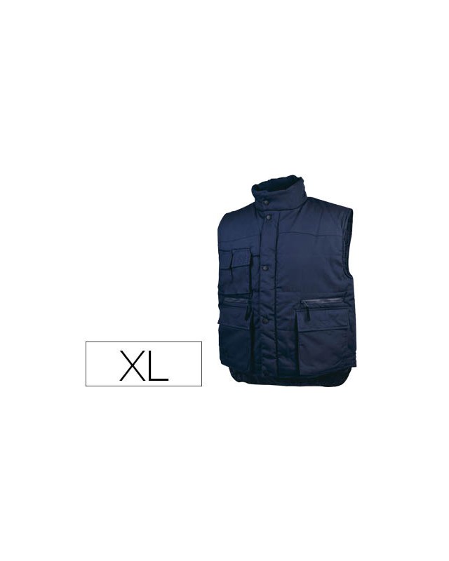 Chaleco deltaplus multibolsillos con cremallera cintura elastica color azul naranja talla xl