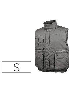 Chaleco deltaplus multibolsillos con cremallera cintura elastica protege riñones gris verde talla s