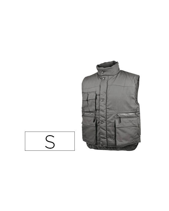 Chaleco deltaplus multibolsillos con cremallera cintura elastica protege riñones gris verde talla s