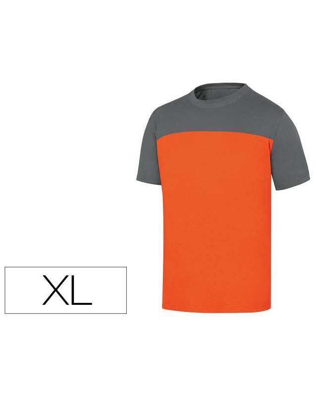 Camiseta de algodon deltaplus color gris/naranja talla xl