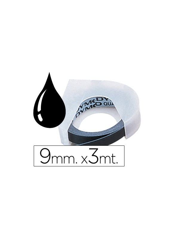 Cinta dymo 3d 9 mm x 3 m negra tradicional