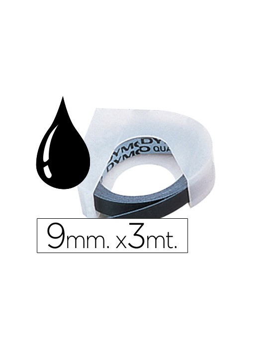 Cinta dymo 3d 9 mm x 3 m negra tradicional