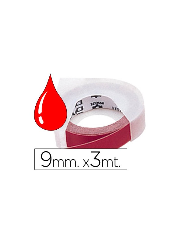 Cinta dymo 3d 9mm x 3 m roja tradicional