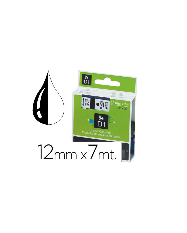 Cinta dymo 1000 negro-blanco 12mm x 7mt d1
