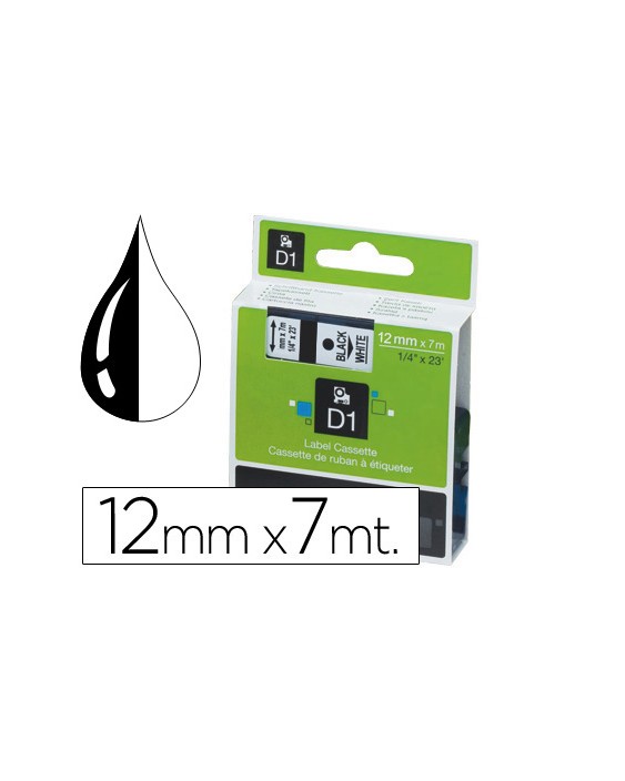 Cinta dymo 1000 negro-blanco 12mm x 7mt d1