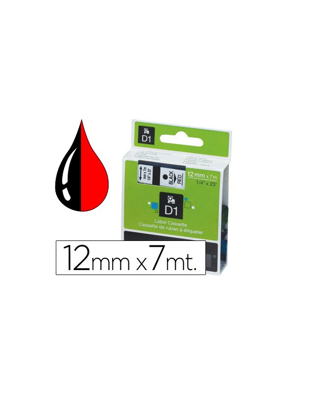 Cinta dymo 1000 negro-rojo 12mm x 7mt d1
