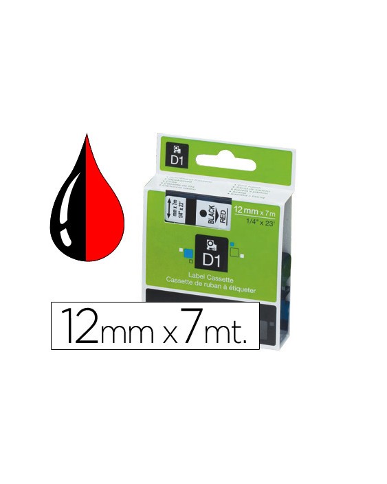 Cinta dymo 1000 negro-rojo 12mm x 7mt d1