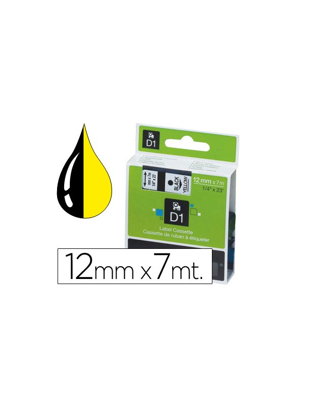Cinta dymo 1000 negro-amarillo 12mm x 7mt d1