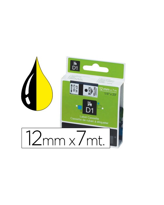 Cinta dymo 1000 negro-amarillo 12mm x 7mt d1