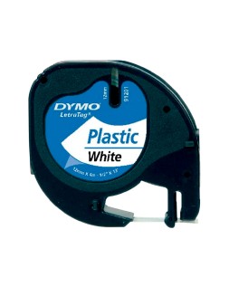 Cinta dymo plastico 12mmx4mt negro/blanco perla para maquina letratag 91201