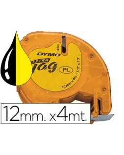 Cinta dymo 12mmx4mt -negro/amarillo para maquina letratag