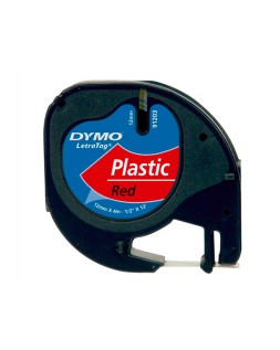 Cinta dymo 12mmx4mt -negro/rojo para maquina letratag