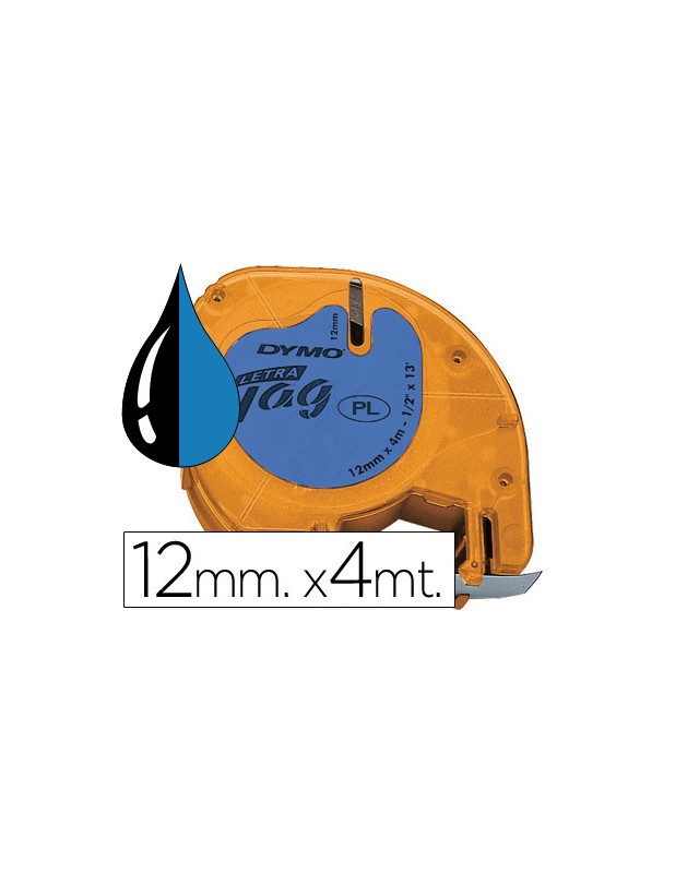 Cinta dymo 12mmx4mt -negro/azul para maquina letratag