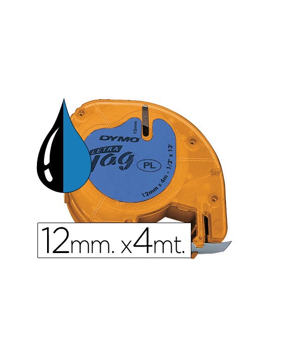 Cinta dymo 12mmx4mt -negro/azul para maquina letratag