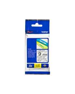 Cinta brother tze121 transparente-negro 9mm longitud 8 m