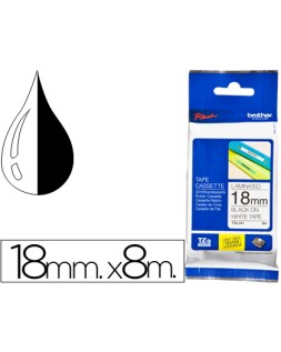 Cinta brother tze241 blanco-negro 18mm longitud 8 m