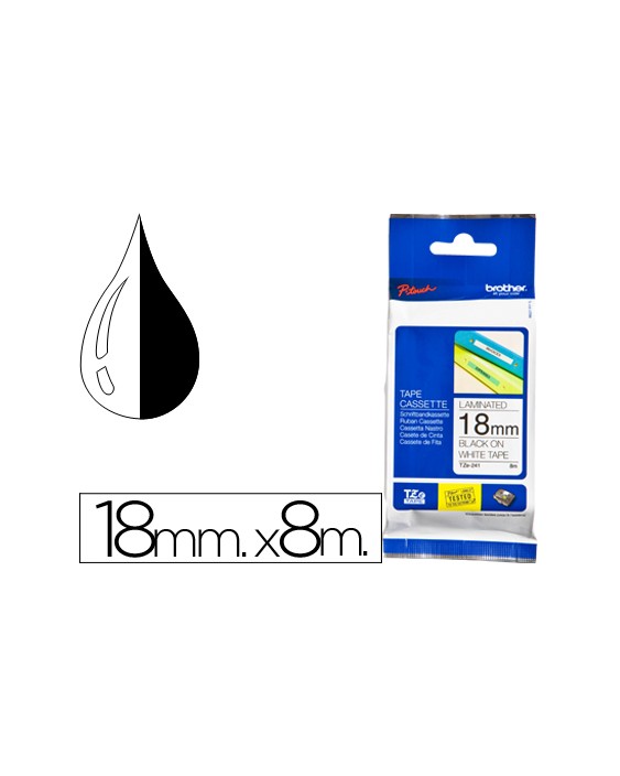 Cinta brother tze241 blanco-negro 18mm longitud 8 m