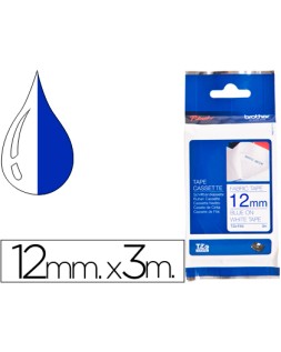 Cinta brother tzefa3 textil texto azul sobre fondo blanco 12 mm longitud 3 m