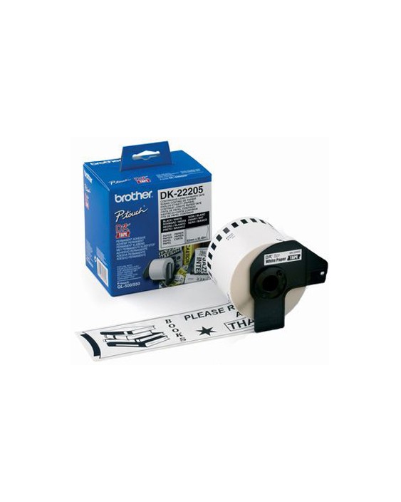 Cinta de papel continuo brother dk-22205 para impresoras de etiquetas ql