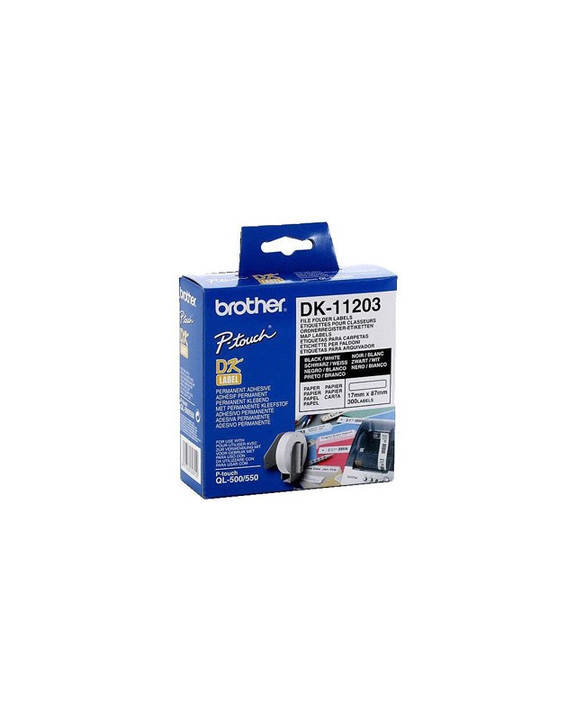 Etiqueta adhesiva brother dk11203 -tamaño 17x87 mm para impresoras de etiquetas ql -300 etiquetas-