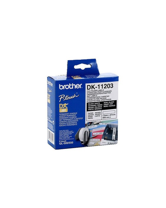Etiqueta adhesiva brother dk11203 -tamaño 17x87 mm para impresoras de etiquetas ql -300 etiquetas-