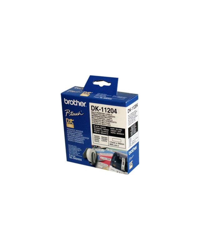 Etiqueta adhesiva brother dk11204 -tamaño 17x54 mm para impresoras de etiquetas ql -400 etiquetas-