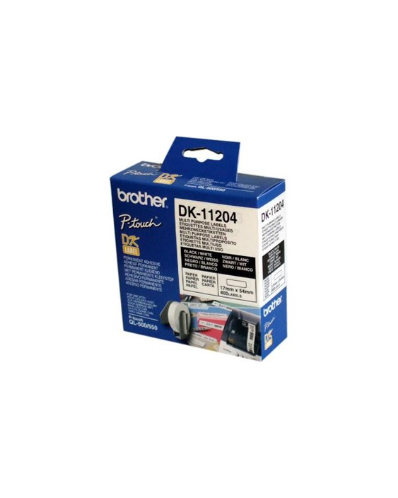 Etiqueta adhesiva brother dk11204 -tamaño 17x54 mm para impresoras de etiquetas ql -400 etiquetas-