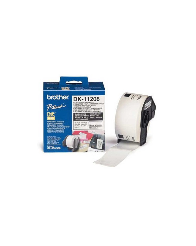 Etiqueta adhesiva brother dk11208 -tamaño 38x90 mm para impresoras de etiquetas ql -400 etiquetas-