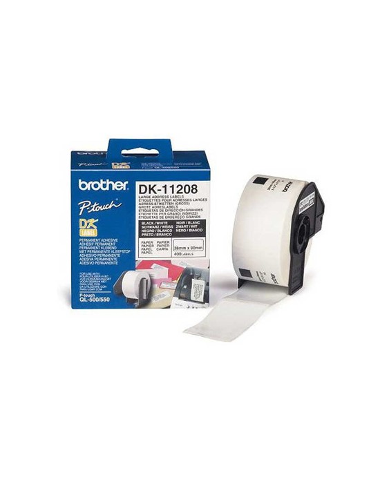 Etiqueta adhesiva brother dk11208 -tamaño 38x90 mm para impresoras de etiquetas ql -400 etiquetas-