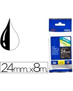 Cinta brother tze-355 negro-blanco 24mm longitud 8 m