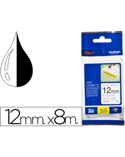 Cinta brother tzes231 blanco-negro 12mm longitud 8 msuper adhesiva