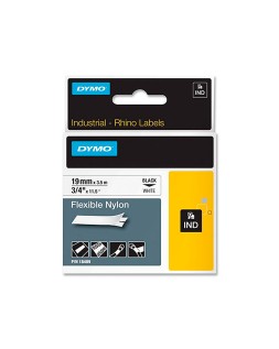 Cinta dymo rhino nylon flexible blanco -negro 19mmx 3,5 m tape label
